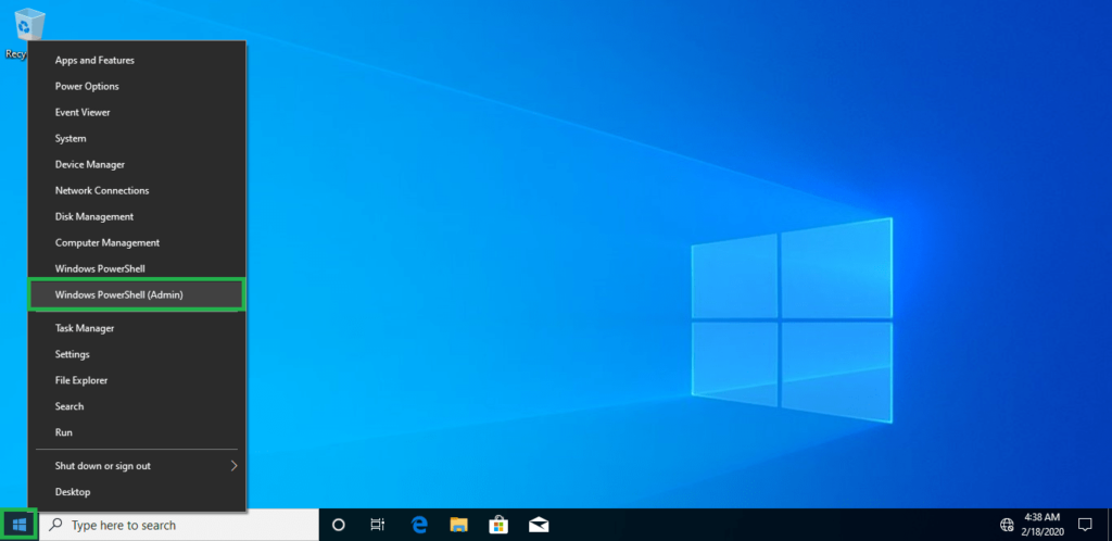 8. open windows powershell admin