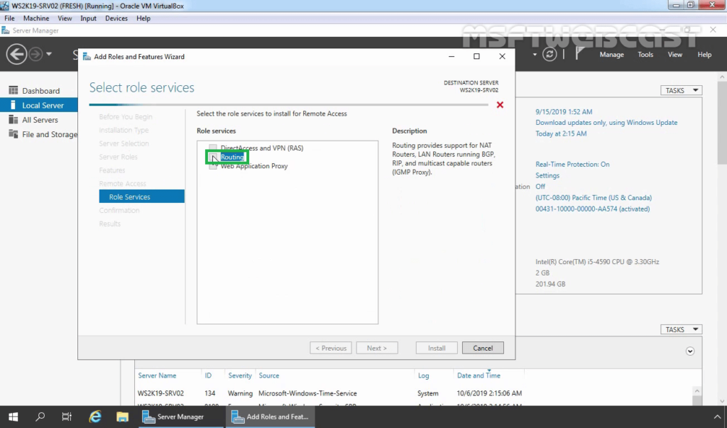 8. select routing role service