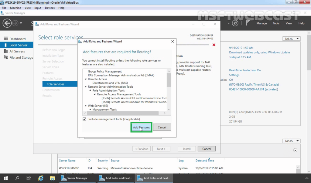 9. click on add features