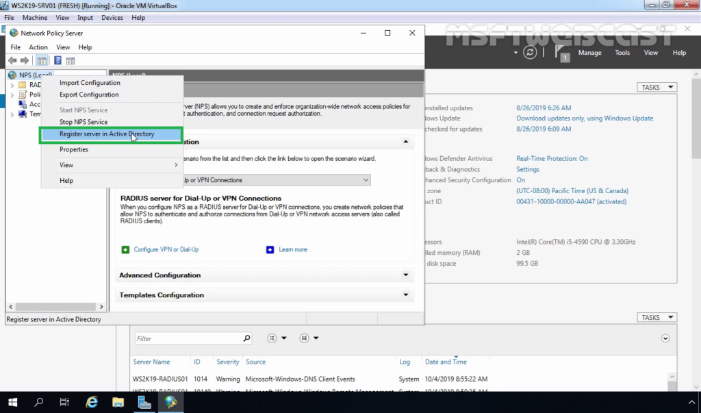 9. register nps in active directory