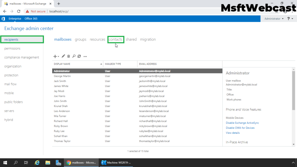 1. click on contacts tab