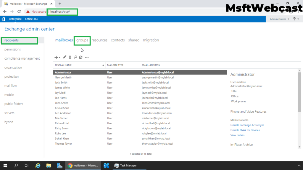 1. click on groups tab