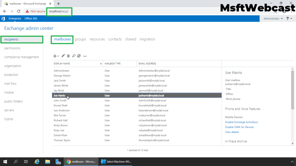 1. click on mailboxes tab