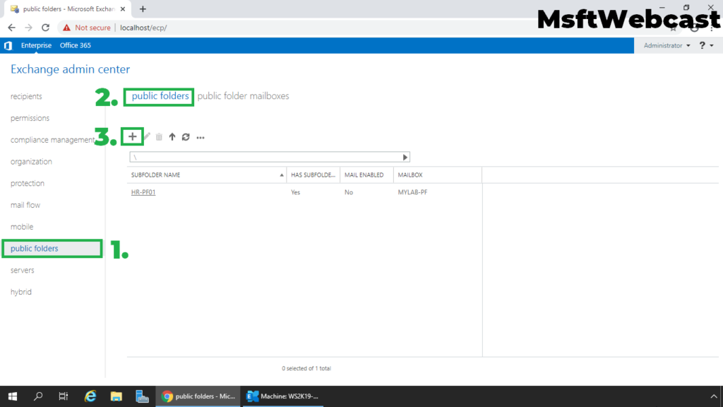 1. click on public folders tab