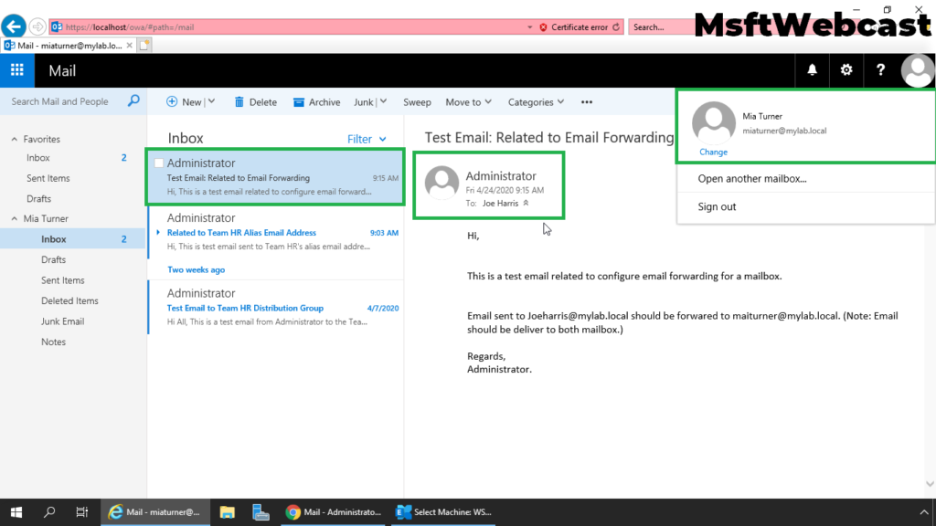 10. verify the recipient with mail forwarding