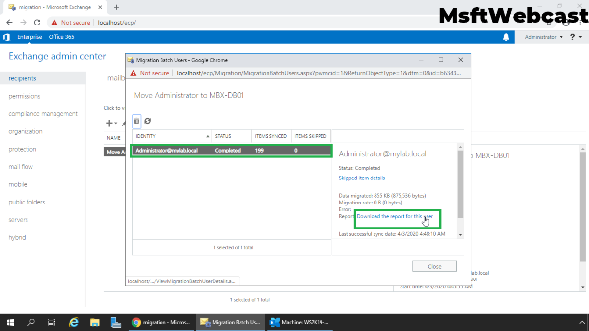 Move Mailbox from One Database to Other in Exchange 2019