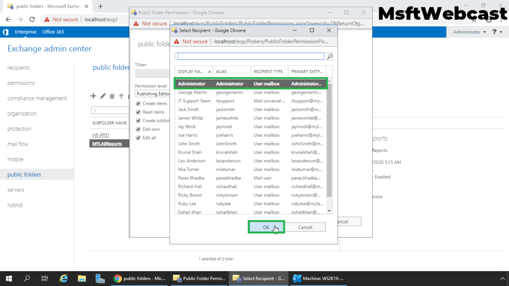 11. select administrator and click on OK