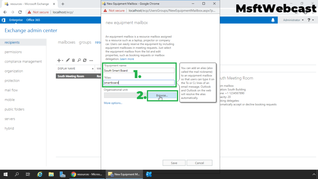 11. specify alias name and equipment name