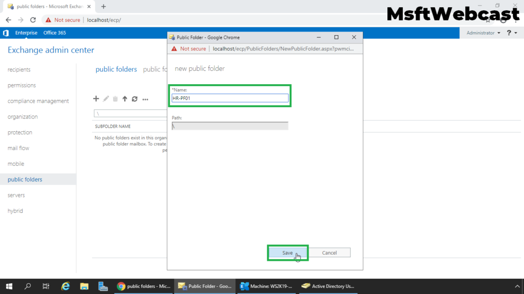 11. specify public folder name and click on save