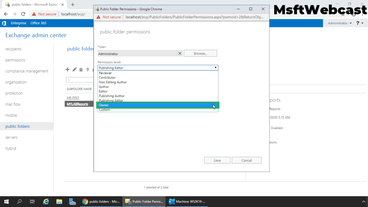 Create a Mail Enabled Public Folder in Exchange 2019