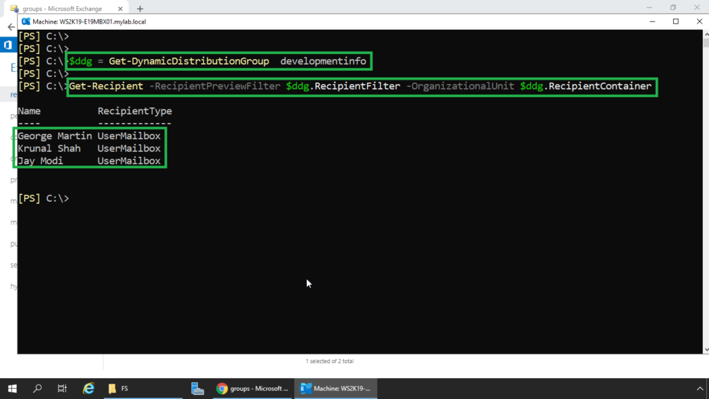 12. use EMS to get the list of members of dynamic distribution group