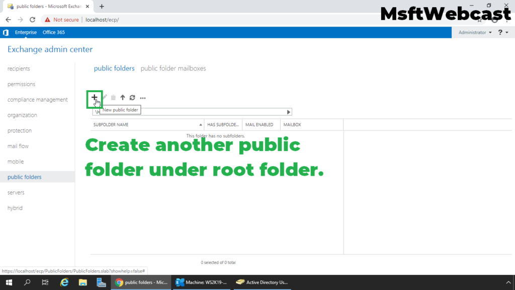 13. click on plus sign to create new public folder