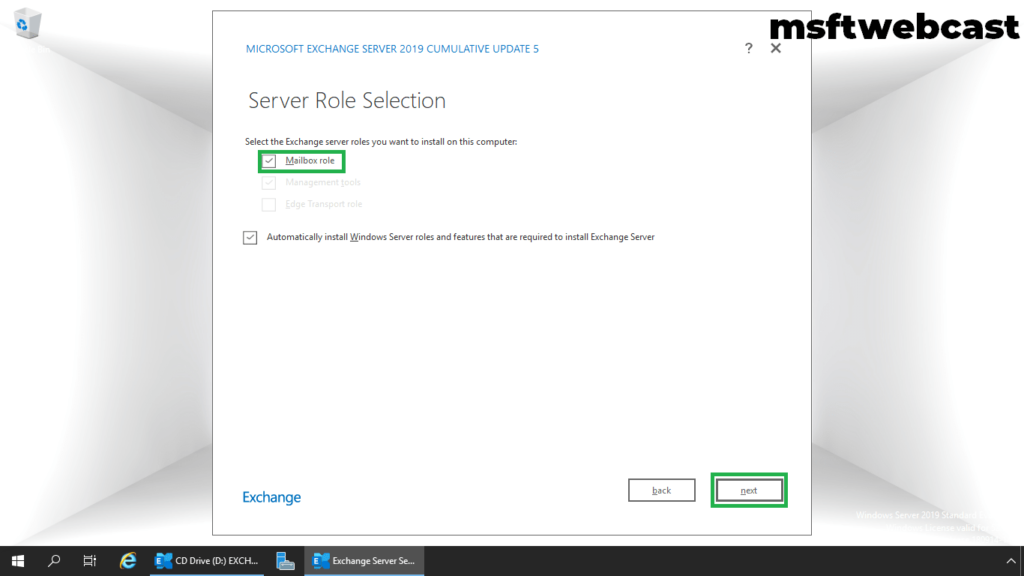15. choose mailbox role