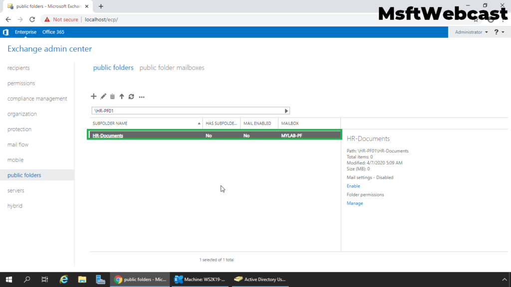 15. verify the public folder in EAC