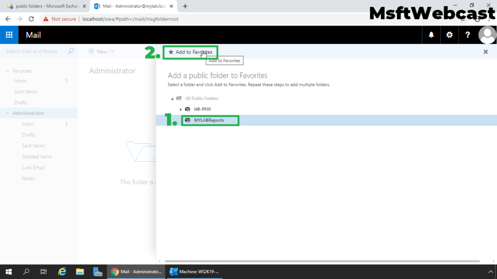 18. select the public folder to add to the favorites
