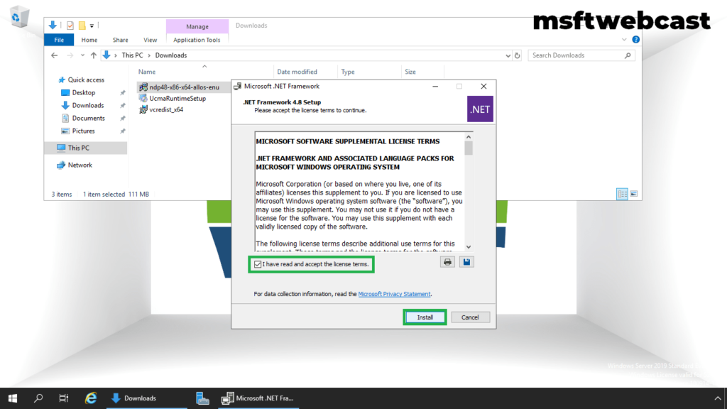 2. accept license terms
