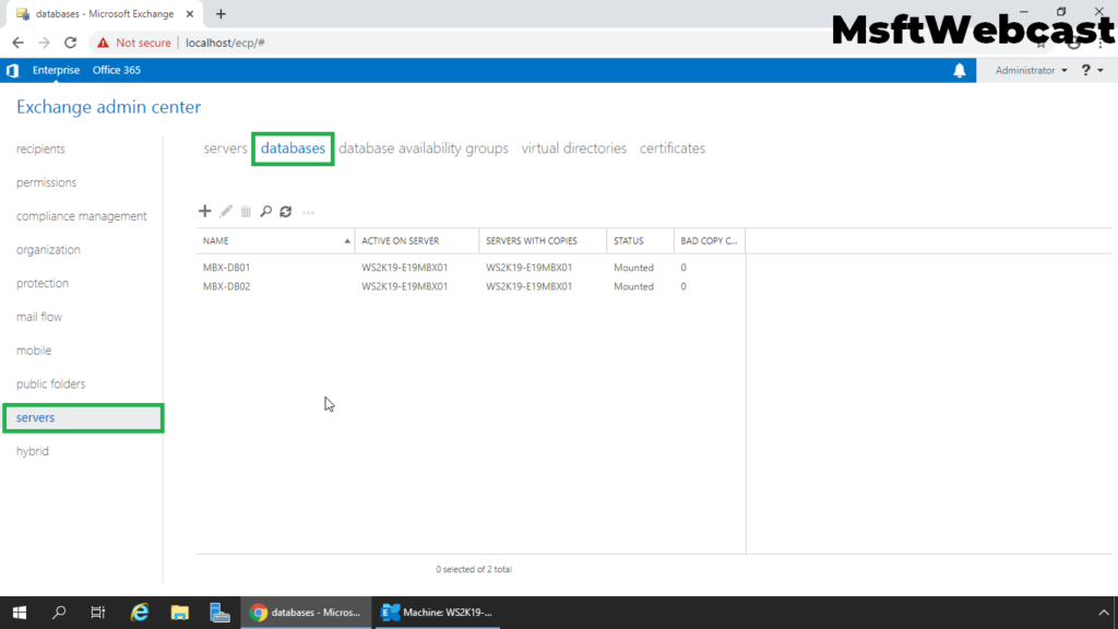 2. click on database tab in servers section