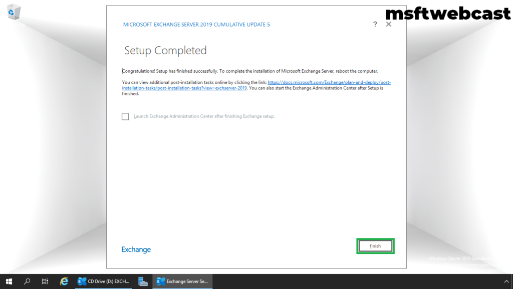 20. click on finish after setup completes