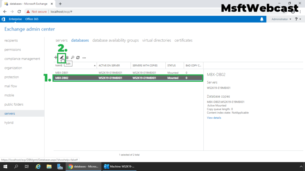 3. choose the database and click on edit