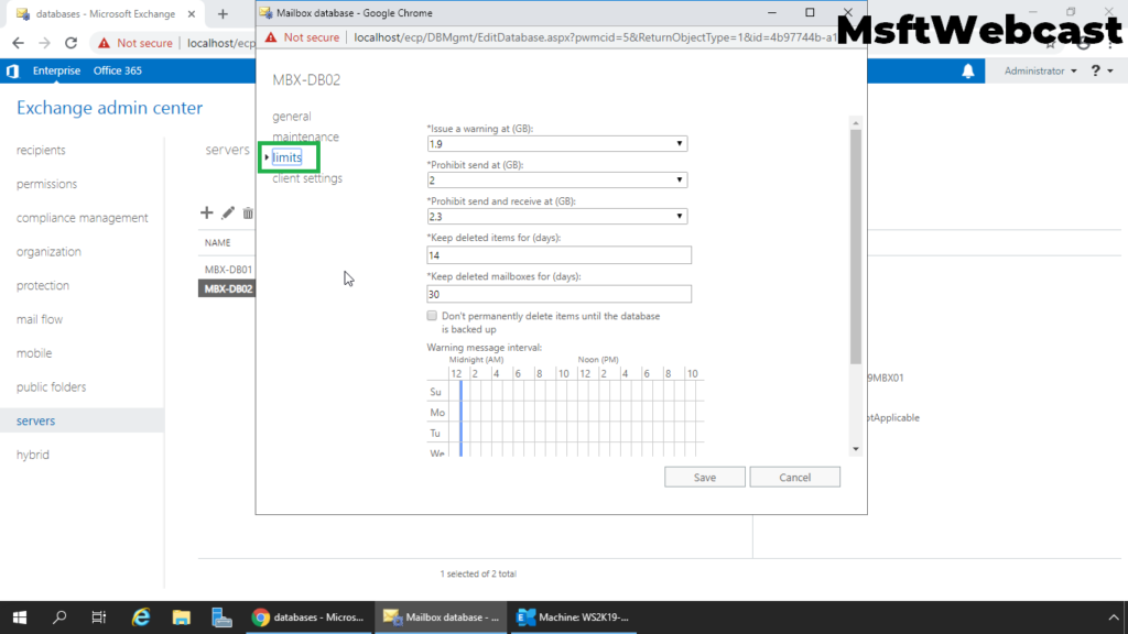 4. click on limits tab
