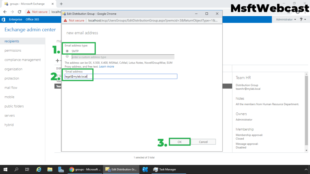 4. specify the alias email address