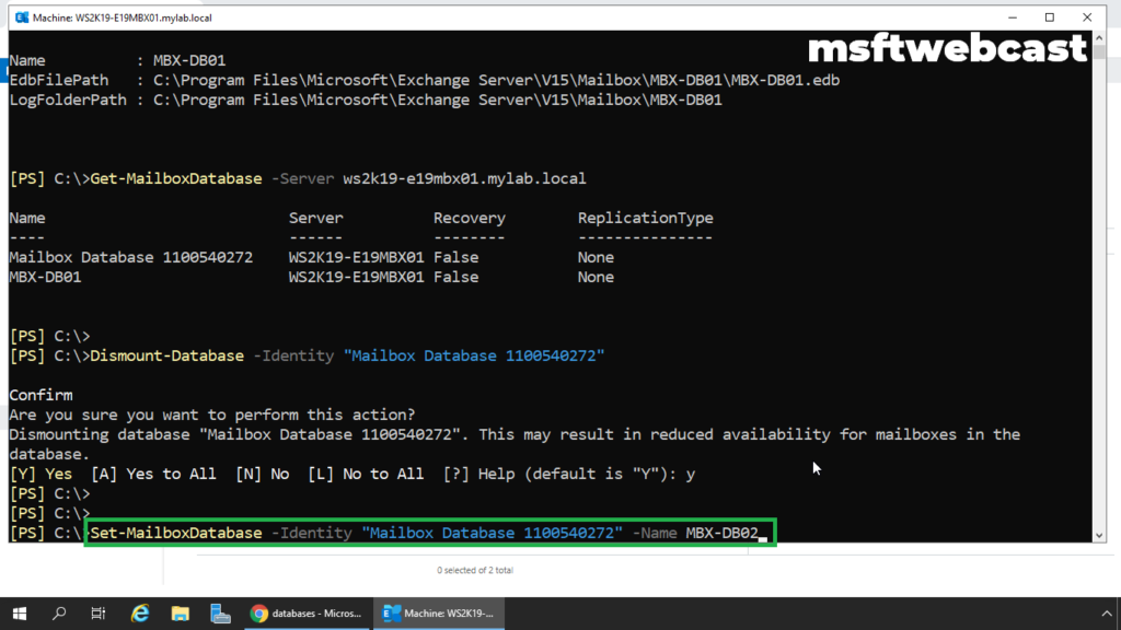 5. rename the mailbox database