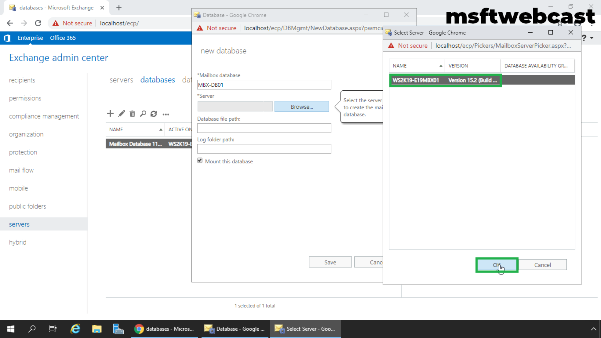 How to Create Mailbox Database in Exchange 2019