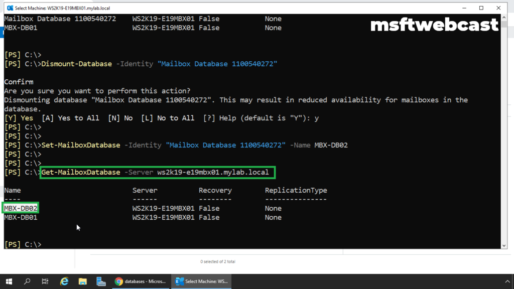 6. get the list of mailbox database