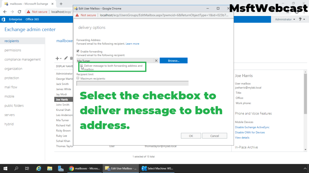 6. select deliver message to both recipients checkbox