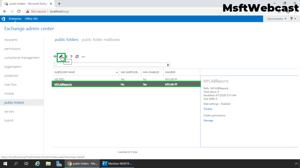 6. select the public folder and click on edit icon