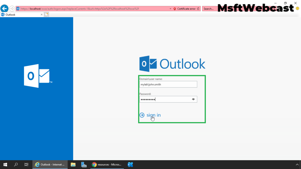 7. access outlook to book room mailbox