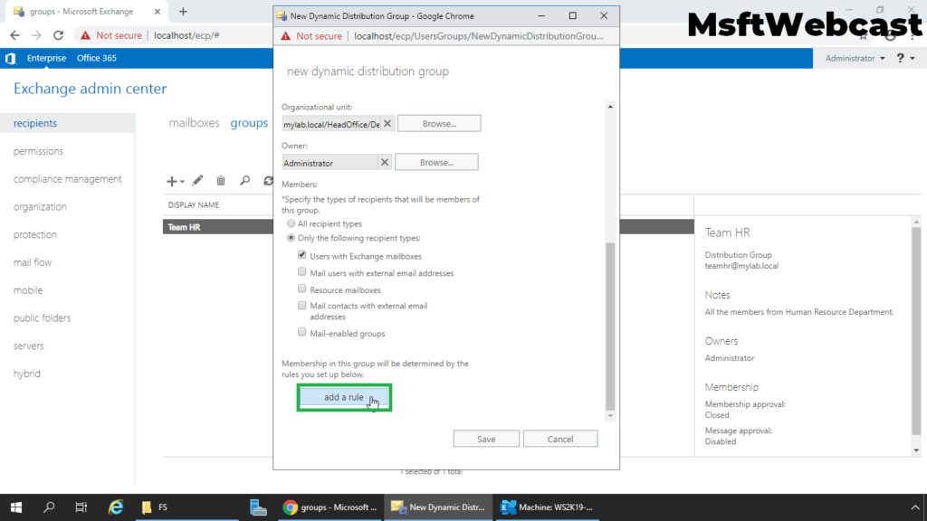 7. click on add a rule to specify the condition