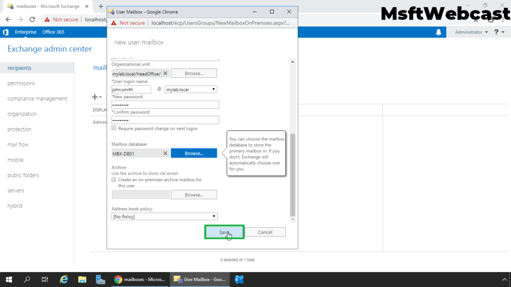 8. click on save