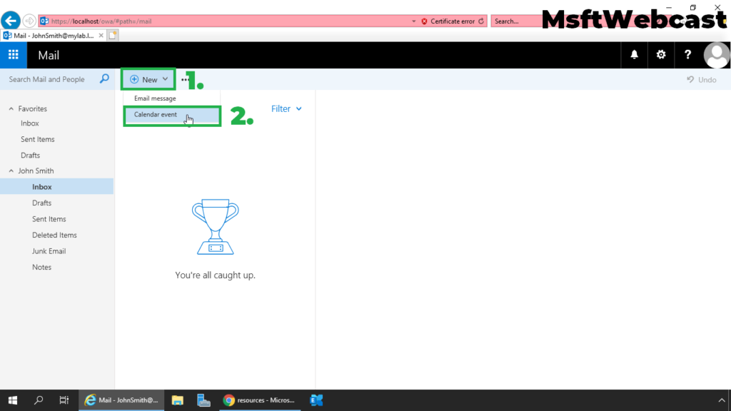 8. create a new calendar event