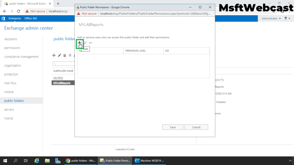 9. click on plus sign to configure permission