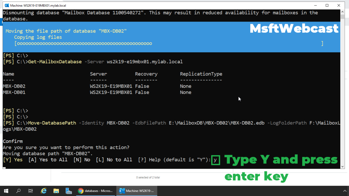 Move and Rename Default Mailbox Database Path in Exchange 2019