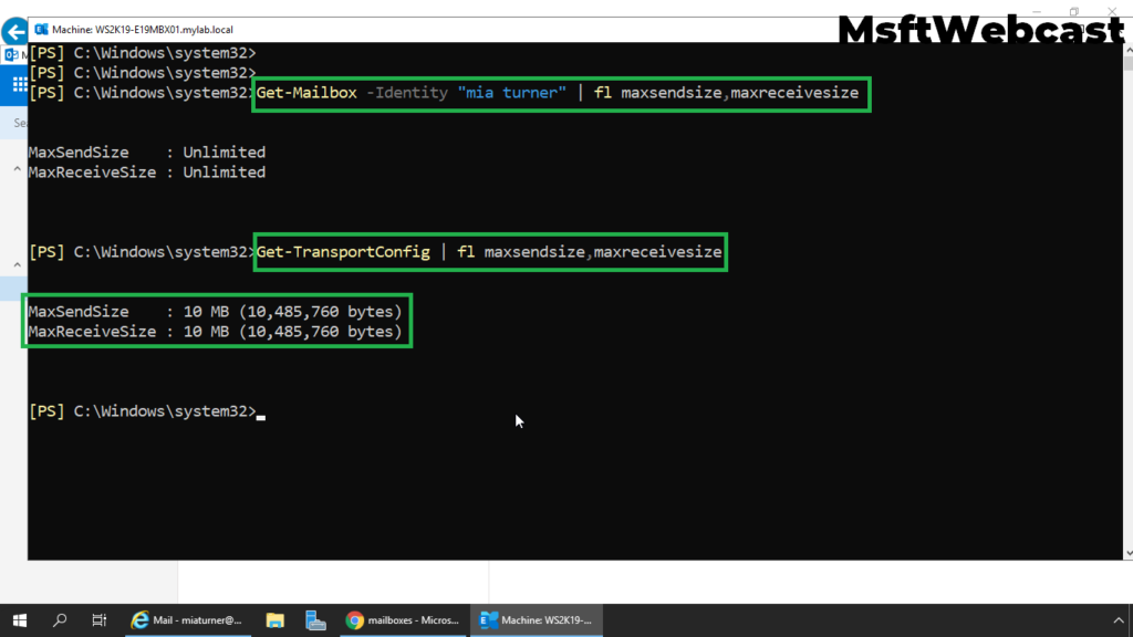 1. verify current message size limits using shell
