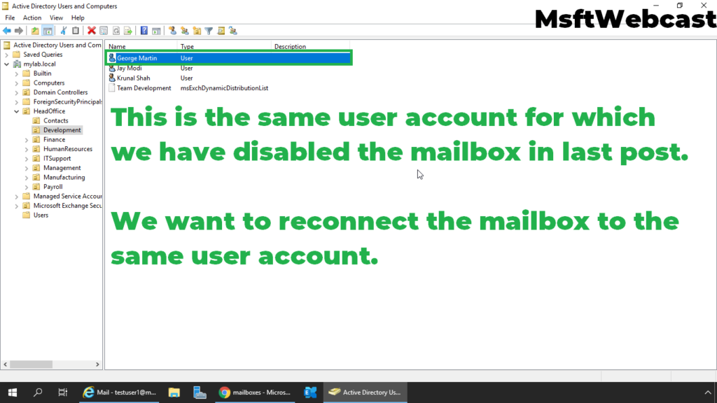 1. verify the existing user in active directory