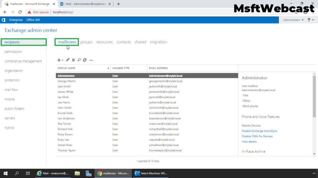 2. click on mailboxes tab