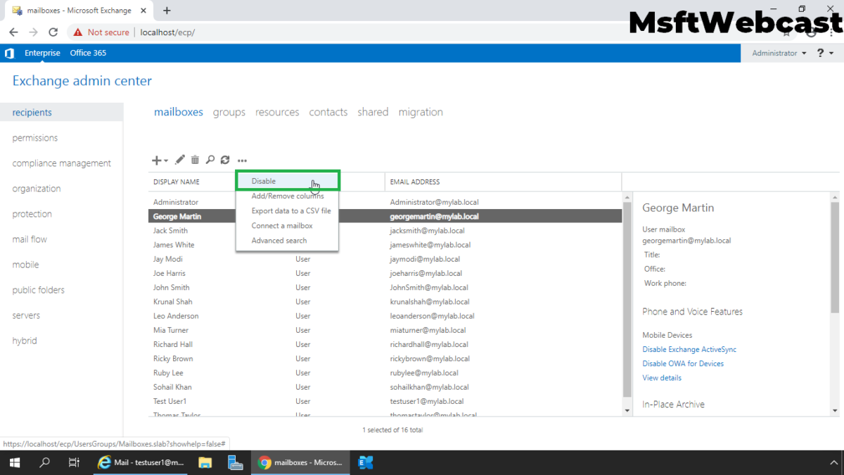 How to Disable or Delete a Mailbox in Exchange 2019