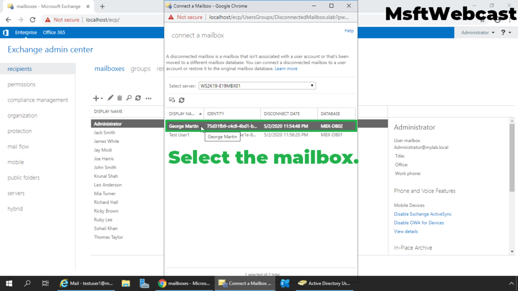 4. select the mailbox to connect
