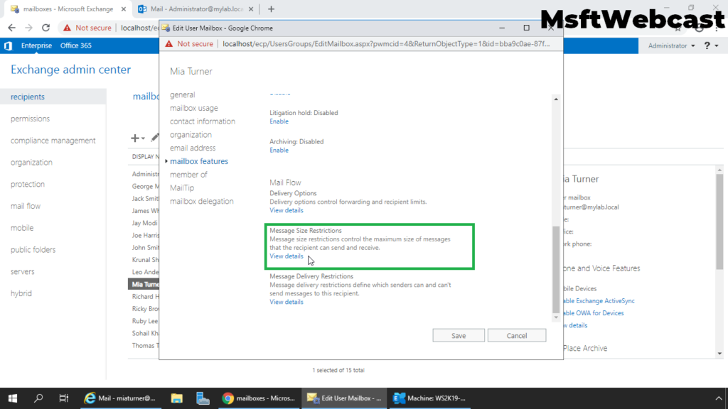 5. click on message size restrictions