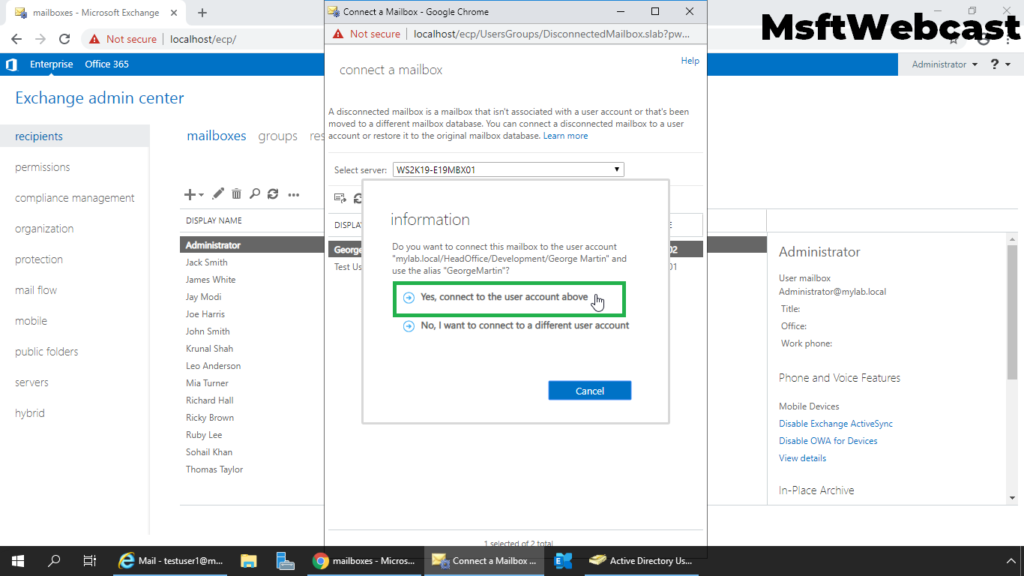 6. select connect to same user account