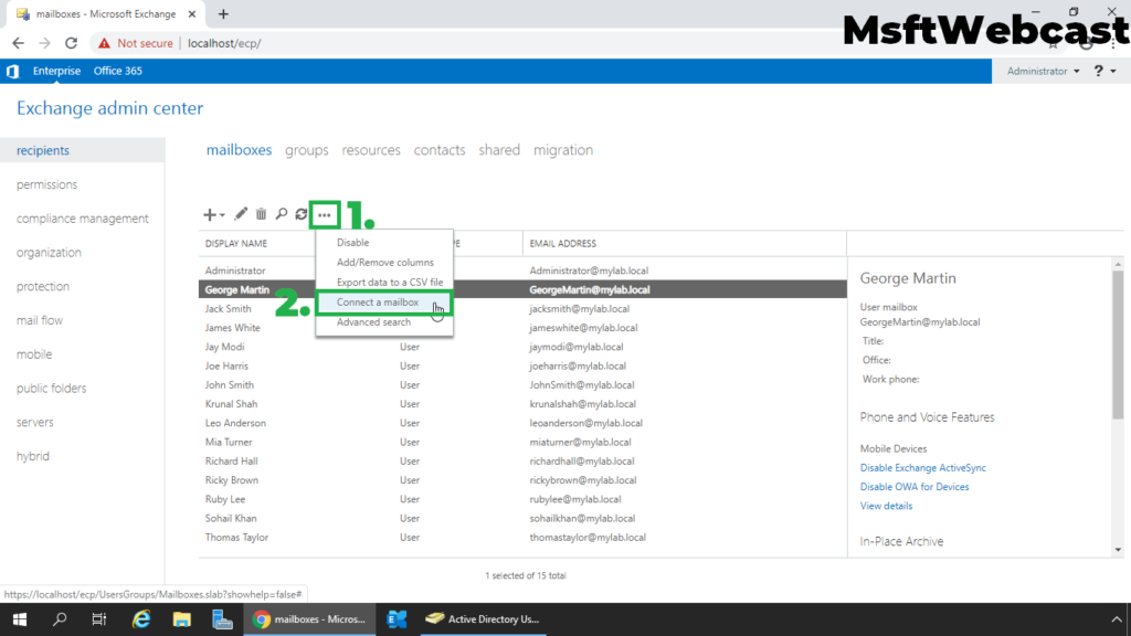 9. click on three dots and select connect a mailbox