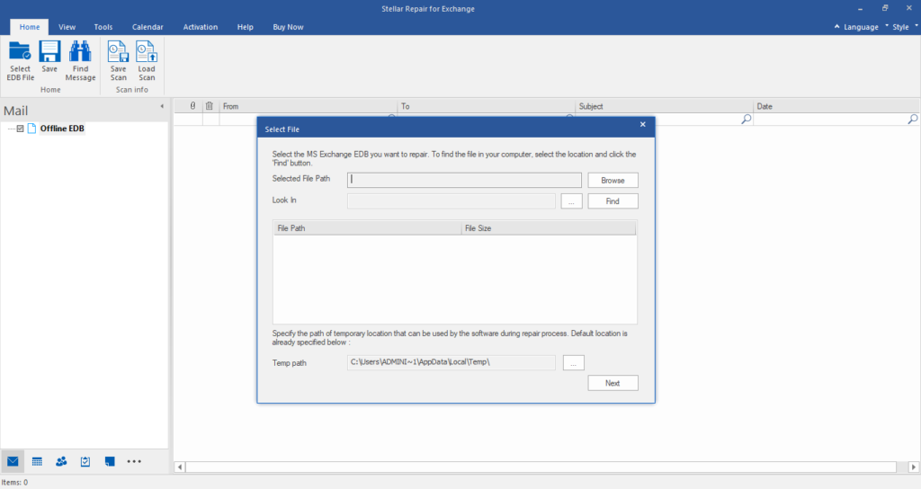 EDB file recovery