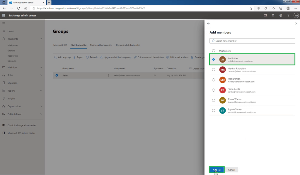 13_select_members_to_Distribution_Group_in_Exchange_Online