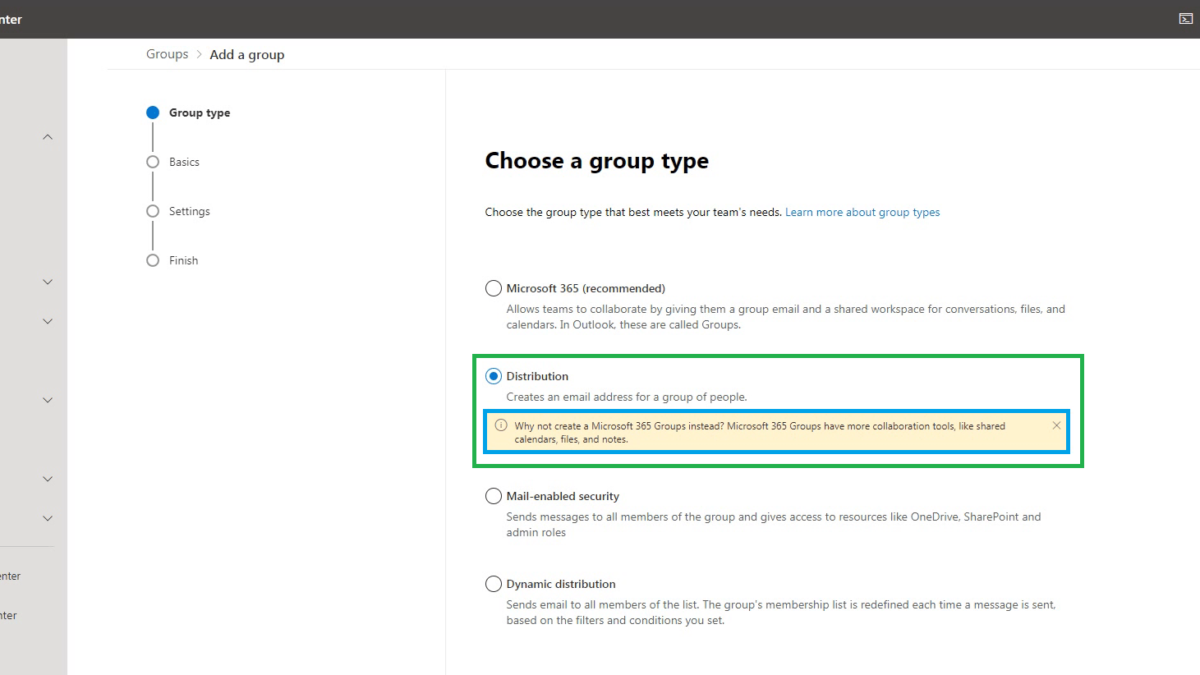 Create and manage distribution list groups in Exchange Online