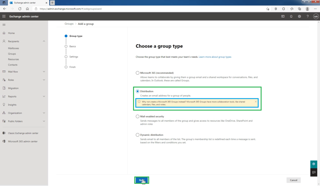 4_Choose_a_group_type_page_select_Distribution